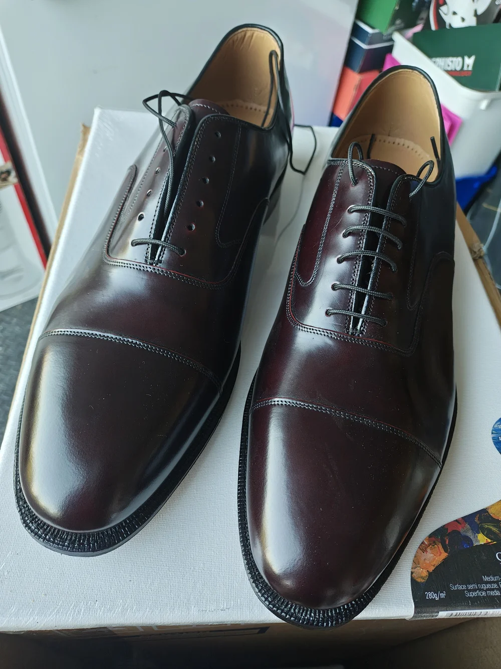 Johnston & Murphy Burgundy Cap Toe Derby Oxfords 15 D